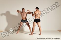 Underwear Fighting Man - Man White Moving poses Muscular Short Brown Dynamic poses Academic